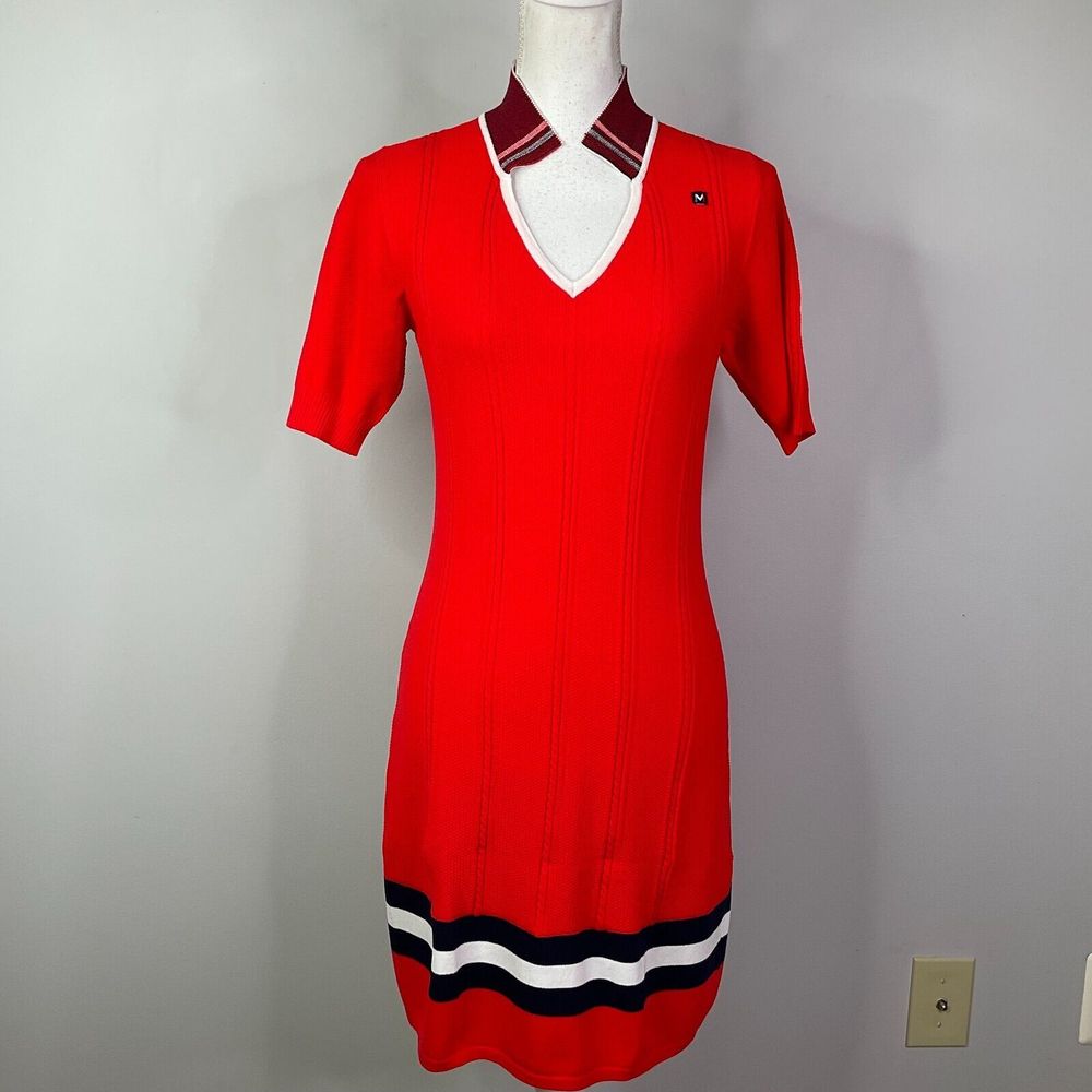 Movetes Dress Womens Size XS  Golf Cricket Pickleball Red Knit V-Neck